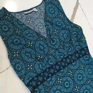 Croft & Barrow Blue and Black Patterned Women's Dress Side Hidden Zipper 14